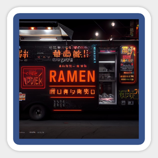 Cyberpunk Tokyo Ramen Food Truck Sticker by Grassroots Green